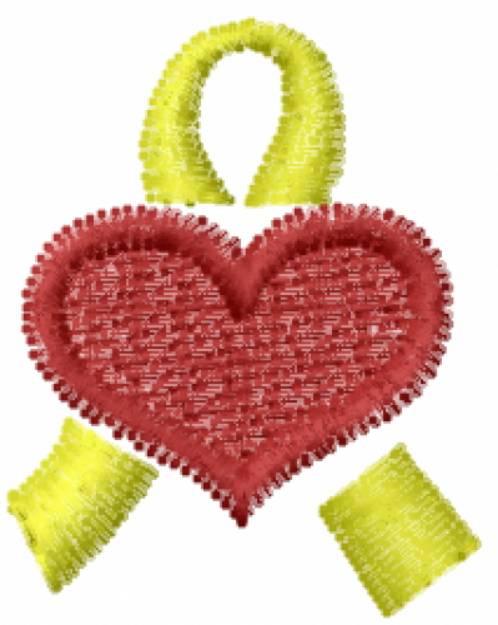 Picture of Heart Yellow Ribbon 1 Machine Embroidery Design