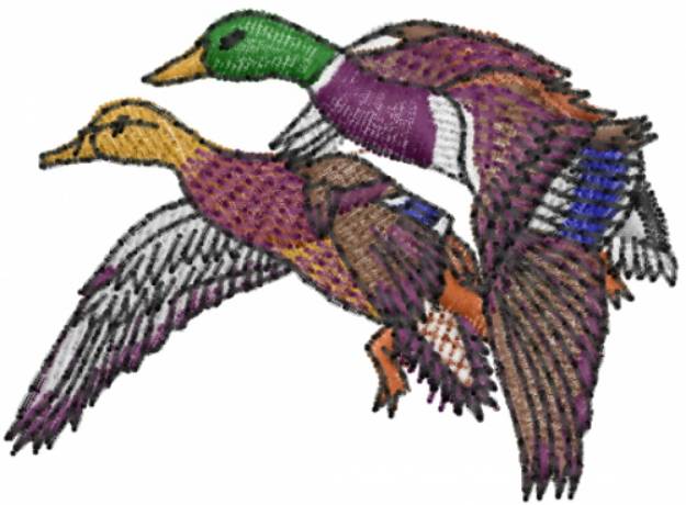 Picture of Mallard Duck Pair 1 Machine Embroidery Design