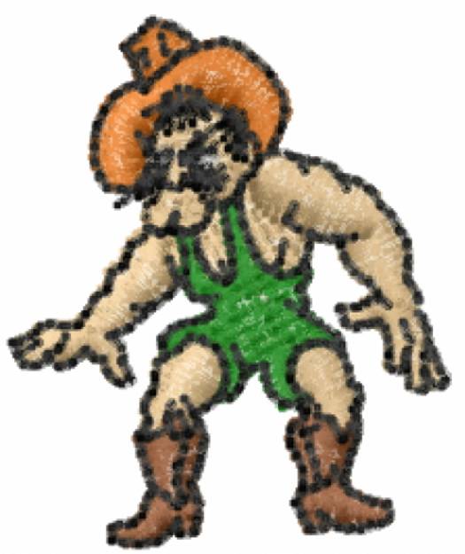 Picture of Cowboy Wrestler Machine Embroidery Design