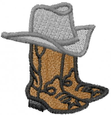 Boots and Cowboy Hat Machine Embroidery Design