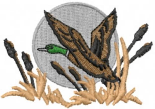 Picture of Duck in Flight Machine Embroidery Design