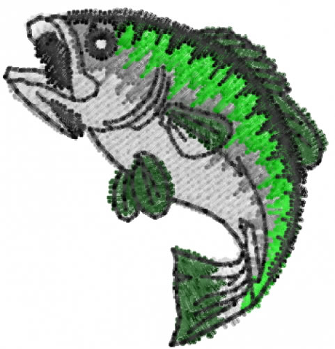 Jumping Bass Machine Embroidery Design