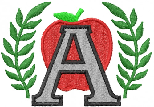 A for Apple Machine Embroidery Design