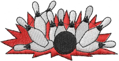 Bowling Strike Machine Embroidery Design