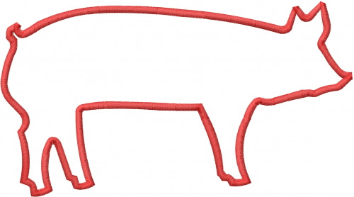 Pig Outline Machine Embroidery Design