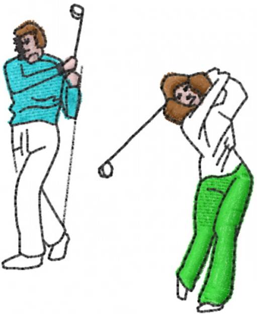 Picture of Golfers Machine Embroidery Design