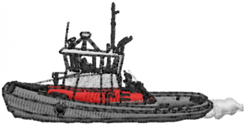 Tug Boat Machine Embroidery Design