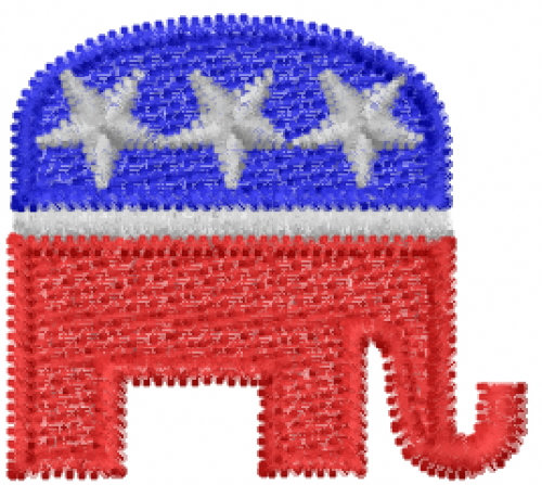 GOP Elephant Machine Embroidery Design