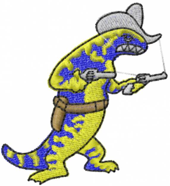 Picture of Lizard Cowboy Machine Embroidery Design