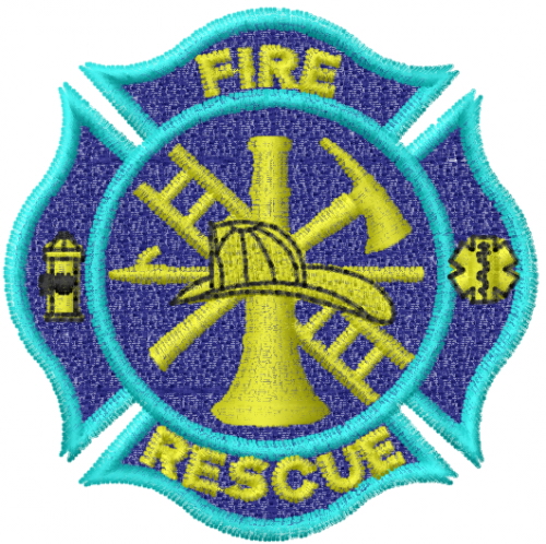 Fire & Rescue Shield Machine Embroidery Design