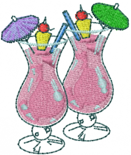 Tropical Cocktails Machine Embroidery Design
