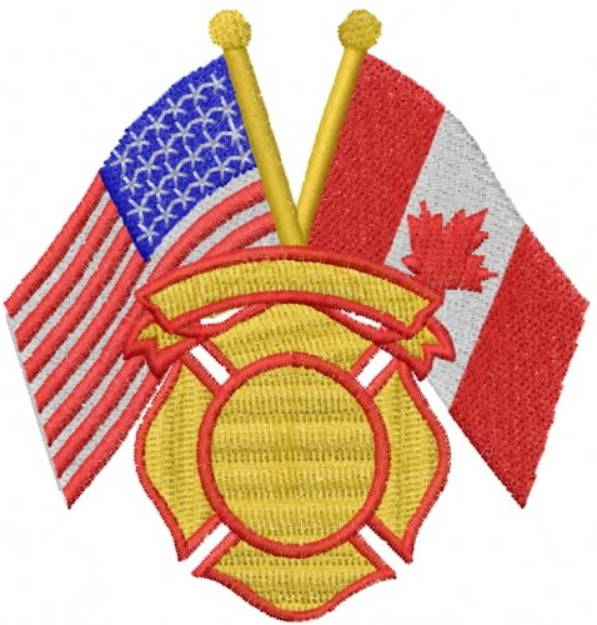 Picture of America Canada Flag Machine Embroidery Design