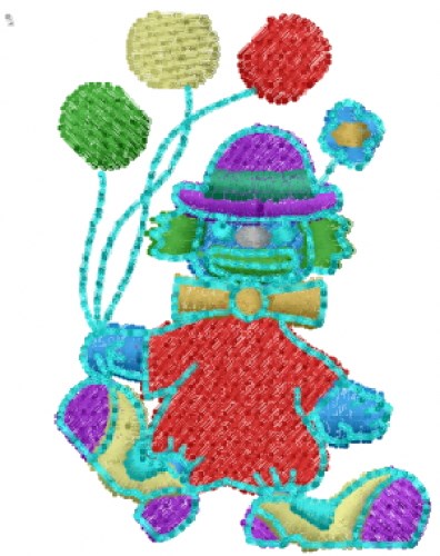 Clown Balloons Machine Embroidery Design