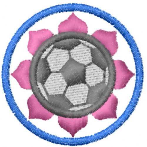 Flower Soccer Machine Embroidery Design