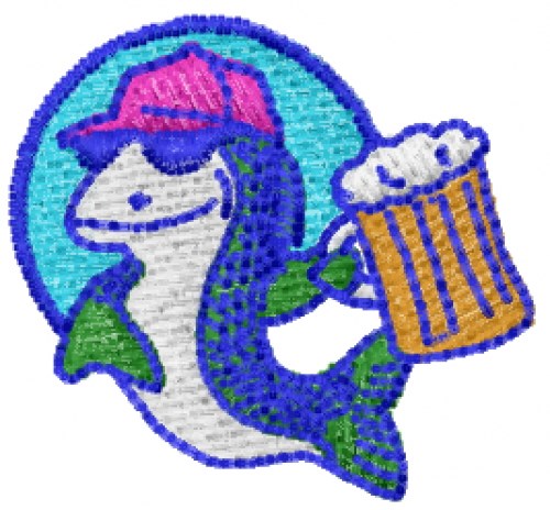 Beer Shark Machine Embroidery Design