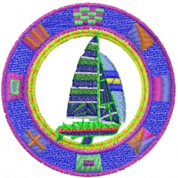Picture of Boat Logo Machine Embroidery Design