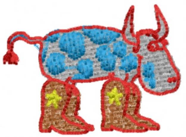 Picture of Cow In Boots Machine Embroidery Design