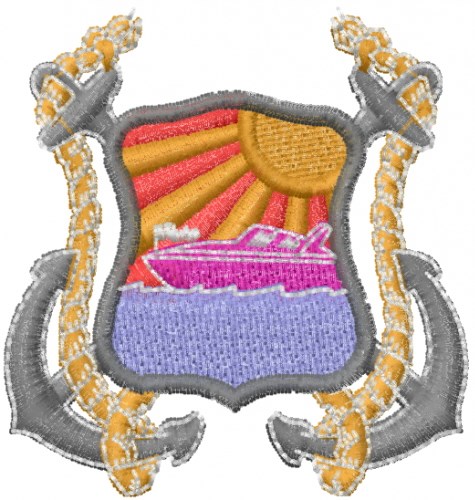 Anchor Emblem Machine Embroidery Design