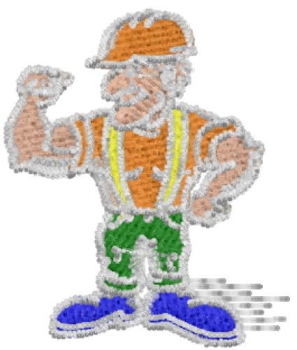 Construction Worker Machine Embroidery Design