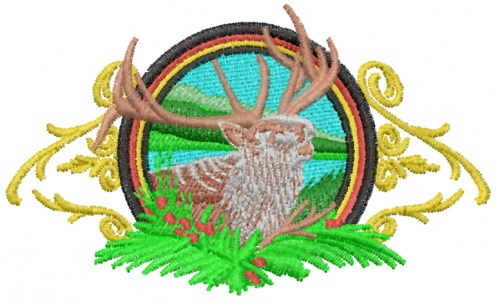 Deer Emblem Machine Embroidery Design