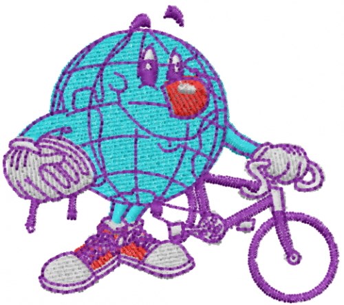 Earth Bike Machine Embroidery Design