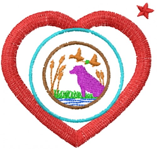 Heart Badge Machine Embroidery Design