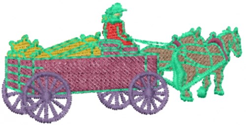 Horse Wagon Machine Embroidery Design