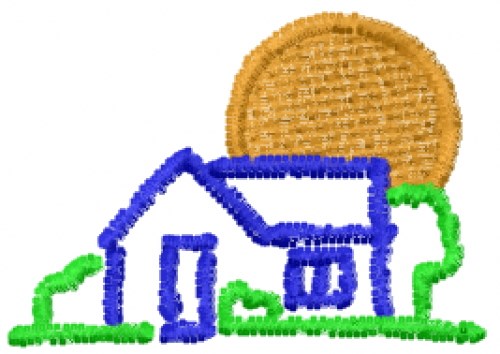 House Outline Machine Embroidery Design