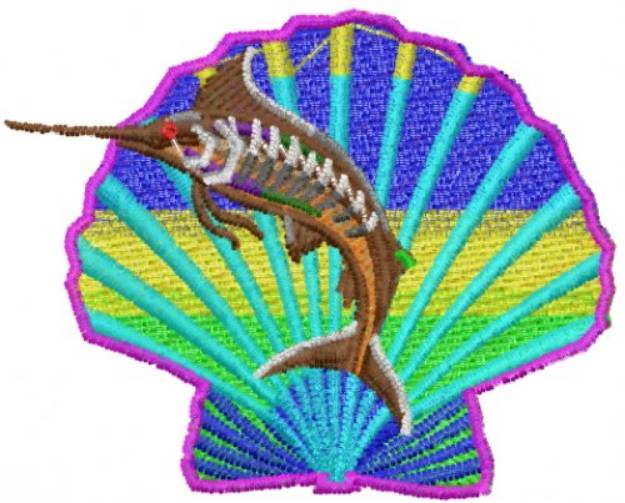 Picture of Marlin Fish Shell Machine Embroidery Design
