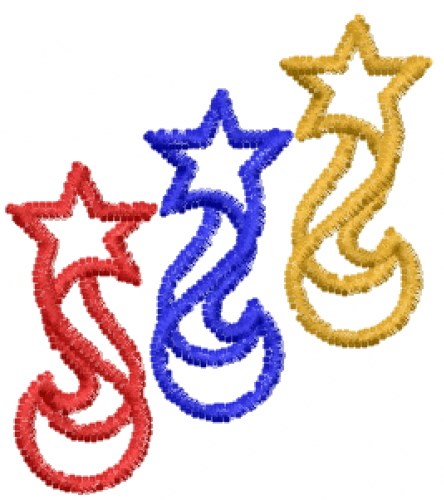 Three Stars Machine Embroidery Design
