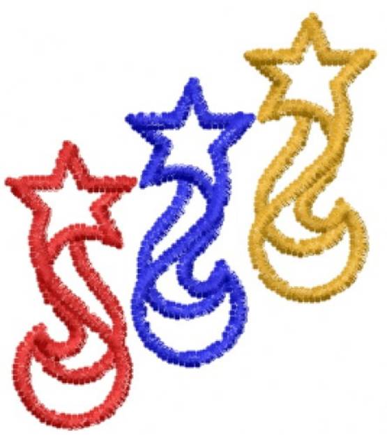 Picture of Three Stars Machine Embroidery Design