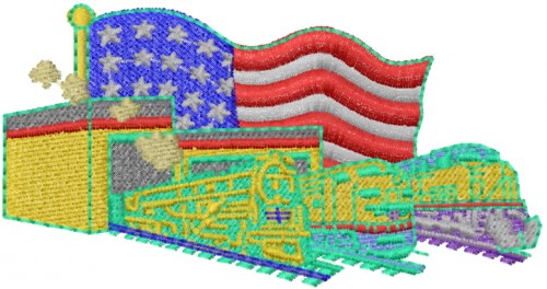 USA Trains Machine Embroidery Design
