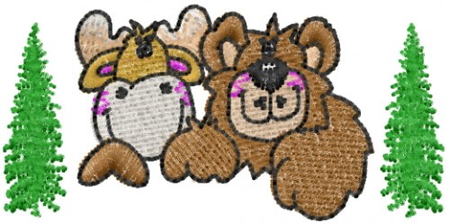 Bear & Moose Machine Embroidery Design
