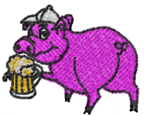 Beer Pig Machine Embroidery Design