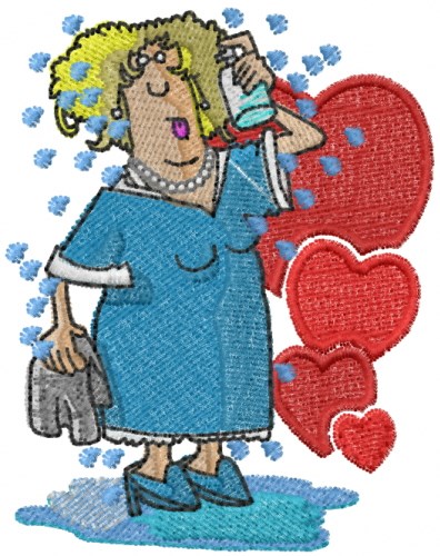Valentine Lady Machine Embroidery Design