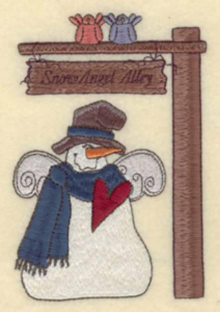 Picture of Snowman Angel Alley Machine Embroidery Design