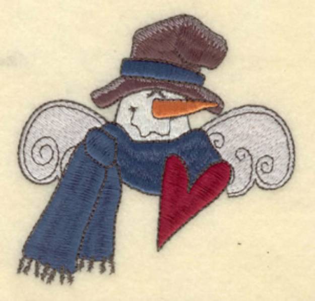 Picture of Snowman Heart Machine Embroidery Design