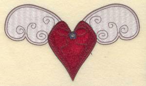 Picture of Heart & Applique Wings Machine Embroidery Design