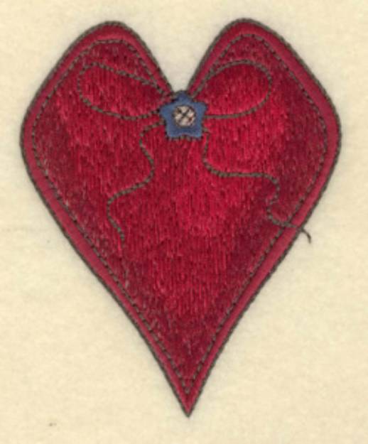 Picture of Heart with Button Machine Embroidery Design