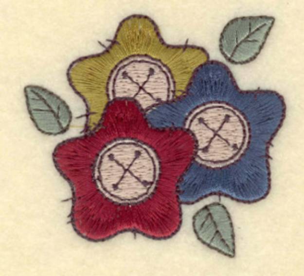 Picture of Floral Buttons & Leafs Machine Embroidery Design