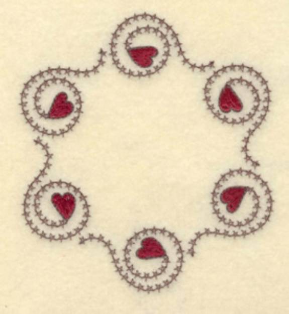 Picture of Hearts & Cross Stitch Machine Embroidery Design