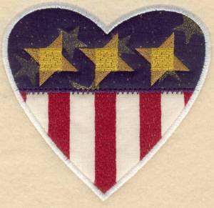 Picture of Heart Flag Applique Machine Embroidery Design