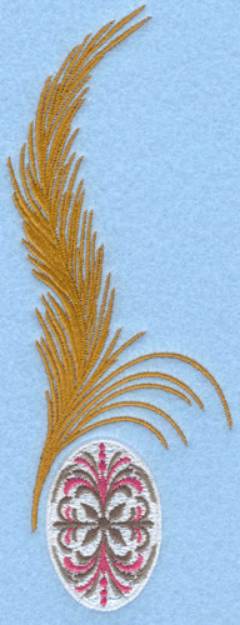 Picture of Large Feather with Egg Machine Embroidery Design