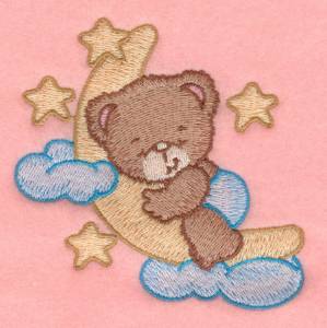 Picture of Bear on Moon & Stars Machine Embroidery Design