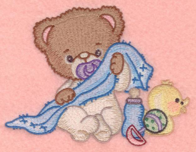 Picture of Bear with Rattle & Bottle Machine Embroidery Design