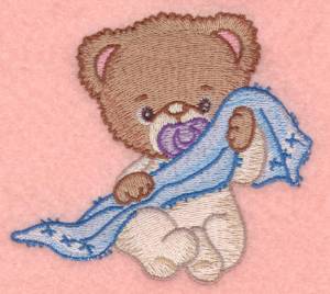 Picture of Baby Bear with Blankie Machine Embroidery Design