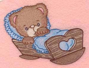 Picture of Baby Bear in Cradle Machine Embroidery Design