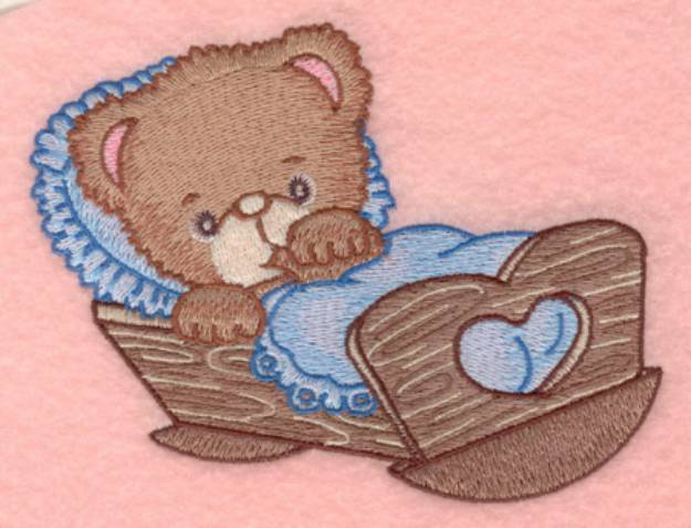 Picture of Baby Bear in Cradle Machine Embroidery Design
