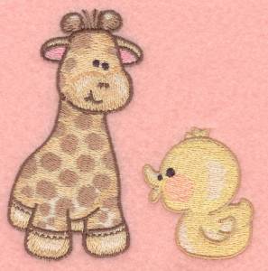 Picture of Giraffe and Duckie Machine Embroidery Design