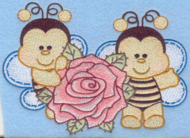 Picture of Bumble Bees & Rose Machine Embroidery Design